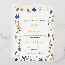 フローラ野草素朴 箔招待状