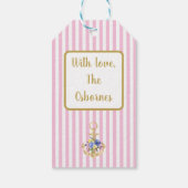フローラ金ゴールドいかりオンピンクストライプギフトラベル ギフトタグ (裏面)