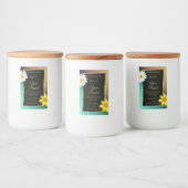 フローラ金ゴールドおよびティール（緑がかった色）グリッターブラックプロダクトラベル フードラベル (ボトル)