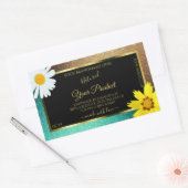 フローラ金ゴールドおよびティール（緑がかった色）グリッターブラックプロダクトラベル 長方形シール (封筒)