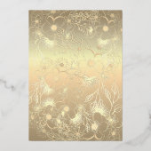 フローラ金ゴールドとエメラルドグリーンブライダルシャワー 箔招待状 (裏面)
