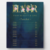 フローラ金ゴールドとネイビーヘアサロンサービスリスト フォトプラーク (正面)