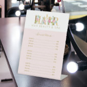 フローラ金ゴールドとピンクヘアサロンサービスの一覧 台座サイン