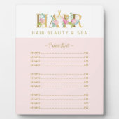 フローラ金ゴールドとピンクヘアサロンサービスリスト フォトプラーク (正面)