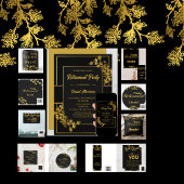 フローラ金ゴールドと黒い退職パーティー2024 招待状