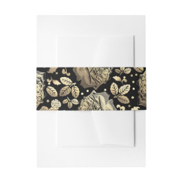 フローラ金ゴールドと黒ヴィンテージ結婚式 招待状ベリーバンド