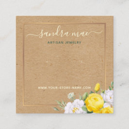 フローラ金ゴールドアート紙ルックジュエリーディスプレイカード スクエア名刺