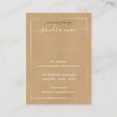 フローラ金ゴールドアート紙ルックジュエリーディスプレイカード 名刺 (裏面)