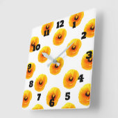 フローラ金ゴールドイエローポピー花ガールズボーイズ子供部屋 スクエア壁時計 (傾斜)