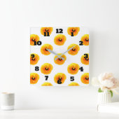 フローラ金ゴールドイエローポピー花ガールズボーイズ子供部屋 スクエア壁時計 (ホーム)