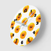 フローラ金ゴールドイエローポピー花ガールズボーイズ子供部屋 ラウンド壁時計 (傾斜)