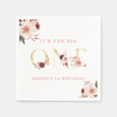 フローラ金ゴールドエレガントレターガールファースト誕生日 スタンダードカクテルナプキン (正面)