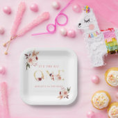 フローラ金ゴールドエレガントレターガールファースト誕生日 ペーパープレート (パーティー)