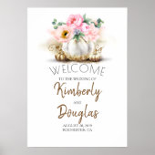 フローラ金ゴールドカボチャ秋の結婚式ウェルカムサイン ポスター (正面)