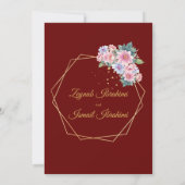 フローラ金ゴールドカラーブルゴーニュ・イスラム結婚教徒 招待状 (裏面)