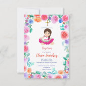 フローラ金ゴールドガールバプテスマ《キリスト教》洗礼式や命名式メキシコ 招待状 (正面)