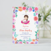 フローラ金ゴールドガールバプテスマ《キリスト教》洗礼式や命名式メキシコ 招待状 (スタンド正面)