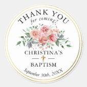 フローラ金ゴールドガール《キリスト教》洗礼式や命名式バプテスススサンキュー ラウンドシール (正面)