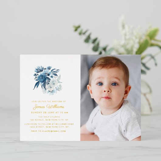 フローラ金ゴールドクロス洗礼写真 箔シーズンカード (立ち正面)