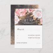 フローラ金ゴールドグリッターウェディングRSVP 出欠カード (正面/裏面)