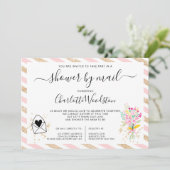 フローラ金ゴールドグリッターストライプベビーシャワー（郵便） 招待状 (スタンド正面)