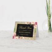 フローラ金ゴールドグリッタースパークルスサンキュー サンキューカード (正面)