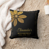 フローラ金ゴールドグリッターフラワースウィート16誕生日 クッション (ブランケット)