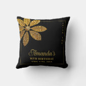 フローラ金ゴールドグリッターフラワースウィート16誕生日 クッション (裏面)