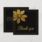 フローラ金ゴールドグリッターフラワースウィート16誕生日 サンキューカード (正面/裏面)