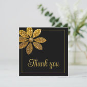 フローラ金ゴールドグリッターフラワースウィート16誕生日 サンキューカード (スタンド正面)