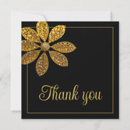 フローラ金ゴールドグリッターフラワースウィート16誕生日 サンキューカード