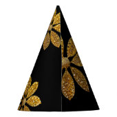 フローラ金ゴールドグリッターフラワースウィート16誕生日 パーティーハット (裏面)