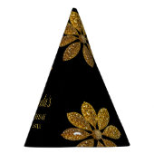 フローラ金ゴールドグリッターフラワースウィート16誕生日 パーティーハット (右)