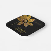 フローラ金ゴールドグリッターフラワースウィート16誕生日 ペーパープレート (傾斜あり)