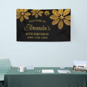 フローラ金ゴールドグリッターフラワースウィート16誕生日 横断幕 (トレードショー)
