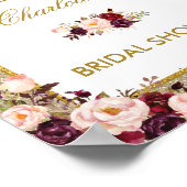 フローラ金ゴールドグリッターブライダルシャワーウェルカムサイン ポスター (角)