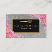 フローラ金ゴールドグリッターベーカリーシェフウィスクロゴビジネス 名刺 (正面)