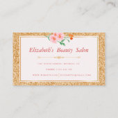 フローラ金ゴールドグリッターメイクアップアーティスト美しいサロン 名刺 (裏面)