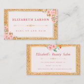 フローラ金ゴールドグリッターメイクアップアーティスト美しいサロン 名刺 (正面/裏面)