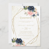 フローラ金ゴールドグリッター幾何学クインセアニラ 招待状 (正面)