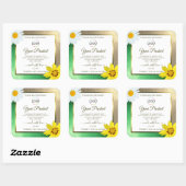 フローラ金ゴールドグリーングリッターホワイトプロダクトラベルロゴ スクエアシール (シート)