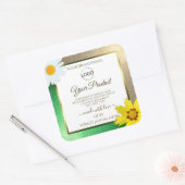 フローラ金ゴールドグリーングリッターホワイトプロダクトラベルロゴ スクエアシール (封筒)