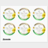 フローラ金ゴールドグリーングリッターホワイトプロダクトラベルロゴ ラウンドシール (シート)