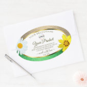 フローラ金ゴールドグリーングリッターホワイトプロダクトラベルロゴ 楕円形シール (封筒)