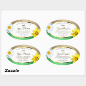 フローラ金ゴールドグリーングリッターホワイトプロダクトラベルロゴ 楕円形シール (シート)