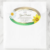 フローラ金ゴールドグリーングリッターホワイトプロダクトラベルロゴ 楕円形シール (バッグ)