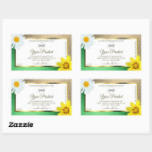 フローラ金ゴールドグリーングリッターホワイトプロダクトラベルロゴ 長方形シール (シート)