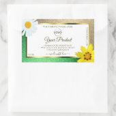 フローラ金ゴールドグリーングリッターホワイトプロダクトラベルロゴ 長方形シール (バッグ)