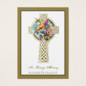 フローラ金ゴールドケルト十字葬式祈りの言葉カード (正面)