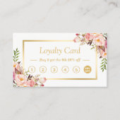 フローラ金ゴールドシック美しいサロンロイヤリティパンチカード ロイヤリティカード (正面)